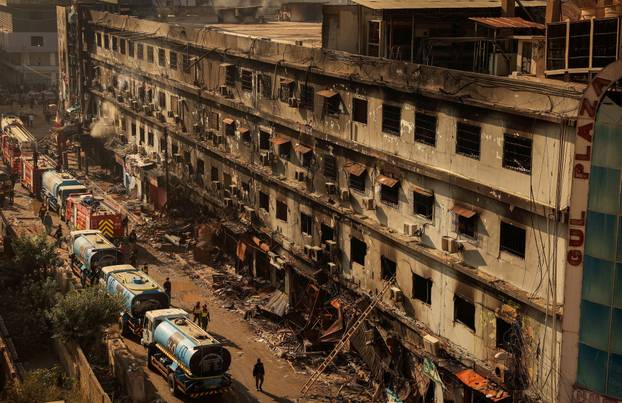 Aftermath of fire in a shopping mall in Karachi