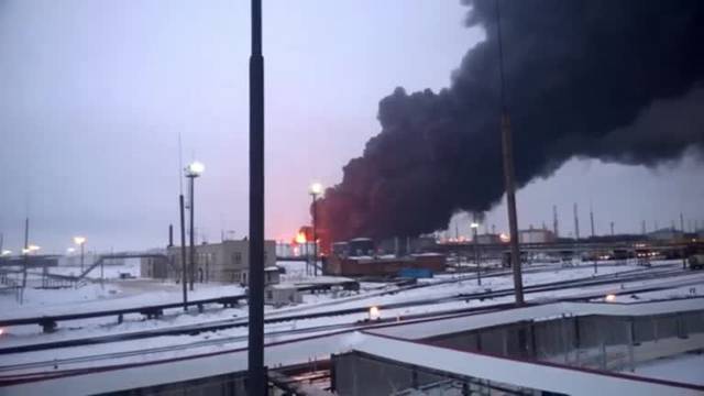 Footage shows drone attack on oil refinery in Russia's Ryazan region