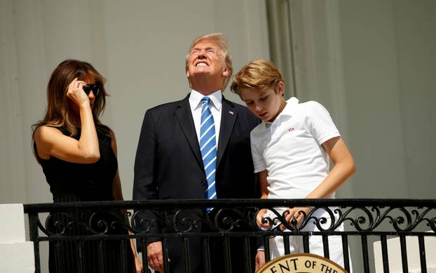 U.S. President Trump and family watch the solar eclipse from the White House in Washington