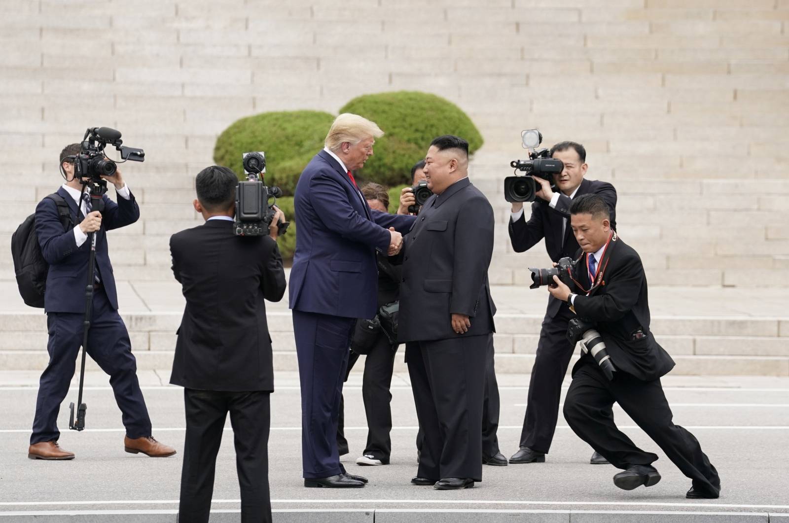 U.S. President Trump and North Korean leader Kim Jong Un meet at the Korean Demilitarized Zone