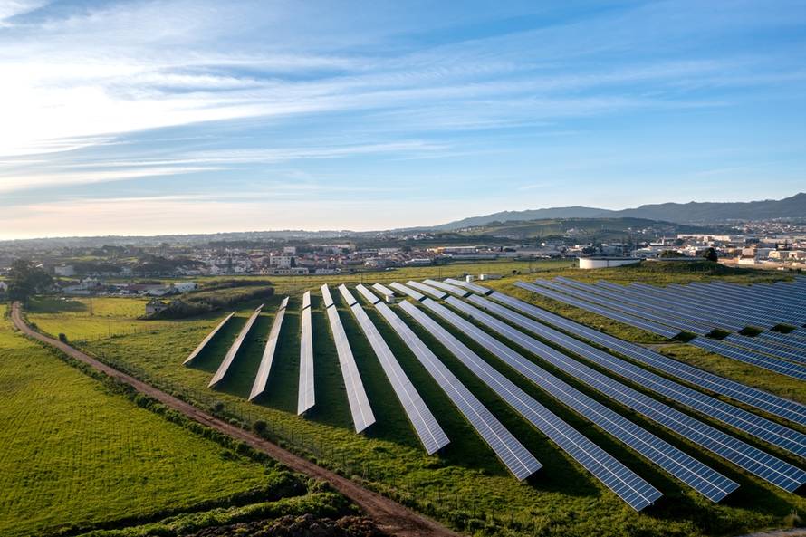 Aerial,Drone,View,Of,Solar,Panels,Installed,On,Agricultural,Landscape