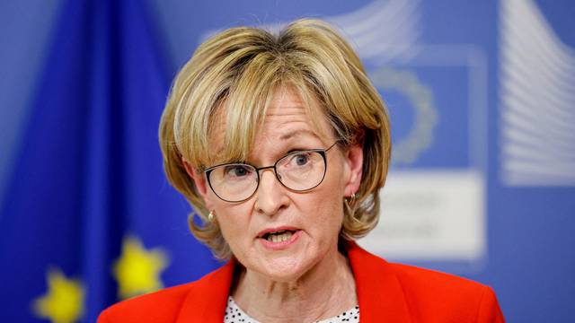 FILE PHOTO: EU Commissioner McGuinness and U.S. Deputy Secretary of the Treasury Adeyemo give a joint news conference, in Brussels