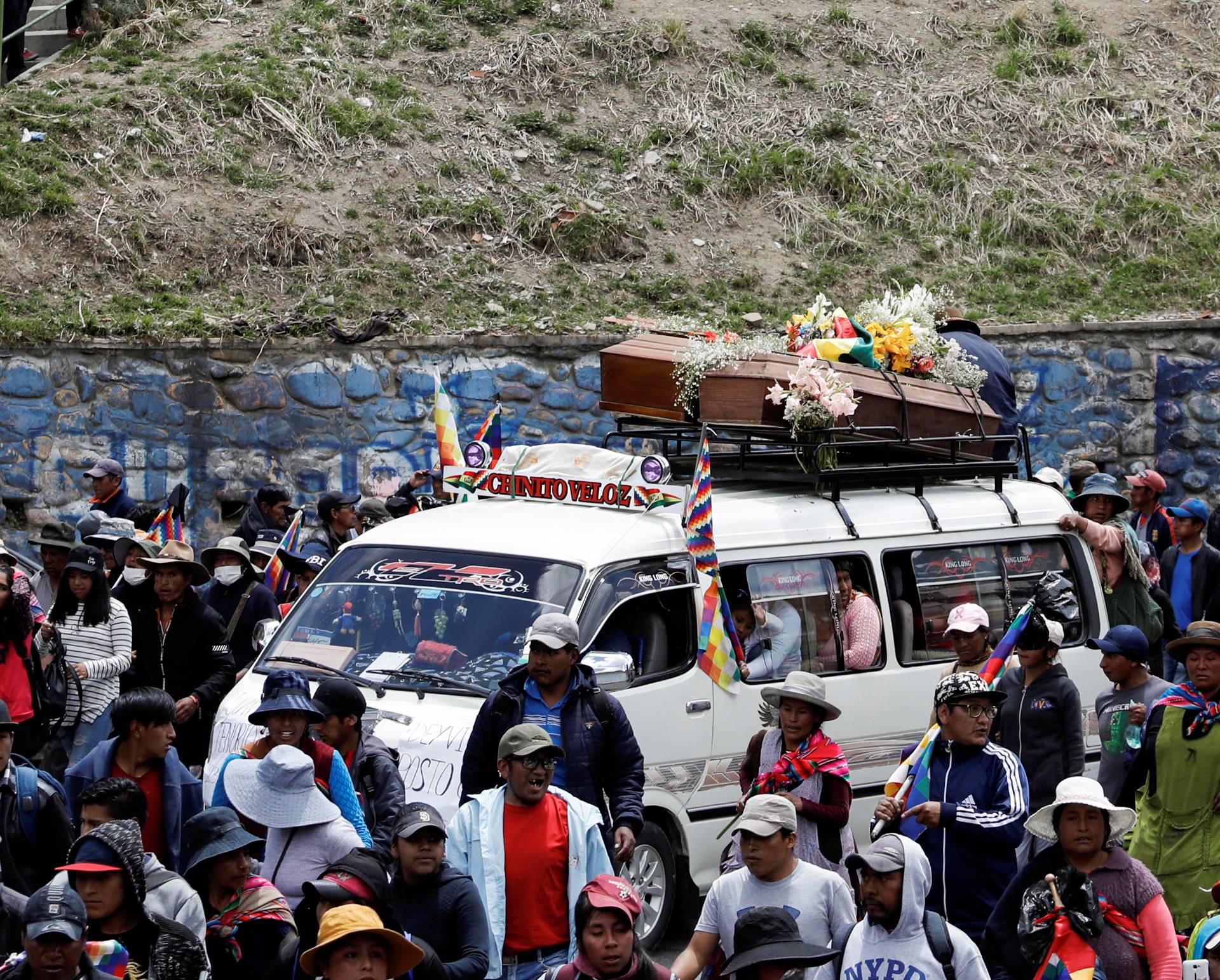 Supporters of former Bolivian President Evo Morales take part in a protest, in La Paz