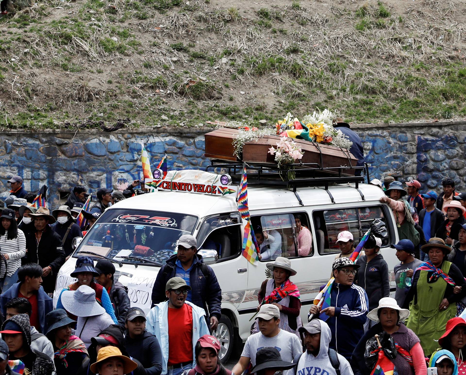 Supporters of former Bolivian President Evo Morales take part in a protest, in La Paz