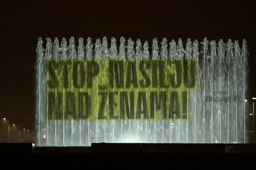 Zagreb: Fontane projiciraju poruku Stop nasilju nad &zcaron;enama