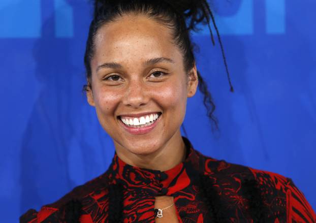 Musician Alicia Keys arrives at the 2016 MTV Video Music Awards in New York