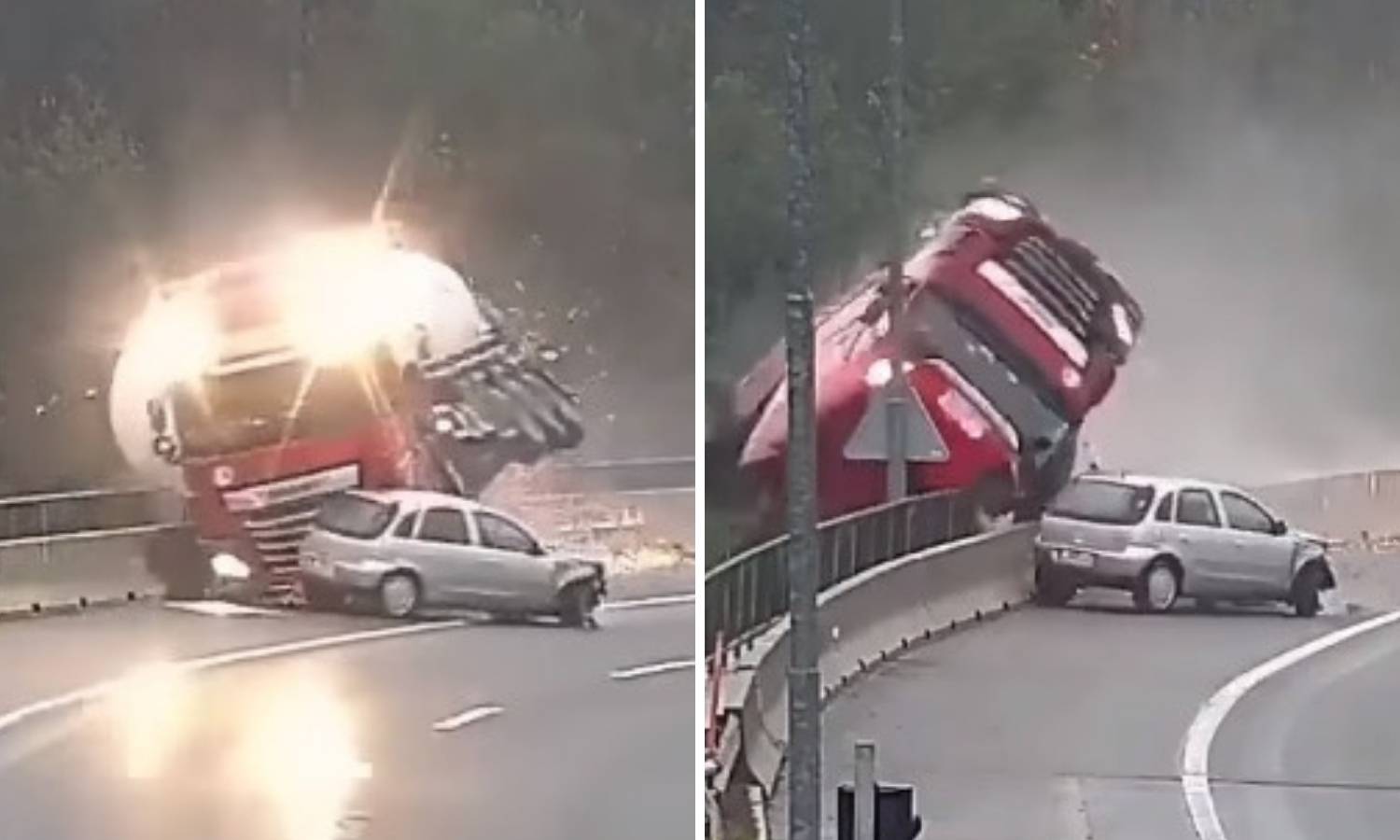 Sekunde užasa: Vozači vrištali od prizora smrskanog kamiona