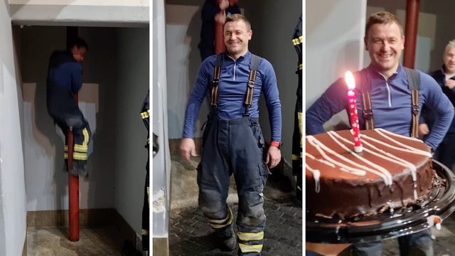 Opatijski vatrogasci iznenadili kolegu za rođendan u noćnoj smjeni: 'Mislio je da je požar'