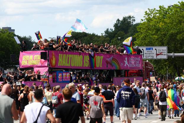 Revellers attend the annual Christopher Street Day (CSD) LGBTQ+ Pride demonstration, in Hamburg