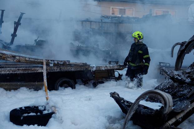 Aftermath of a Russian drone and missile attack in Kyiv