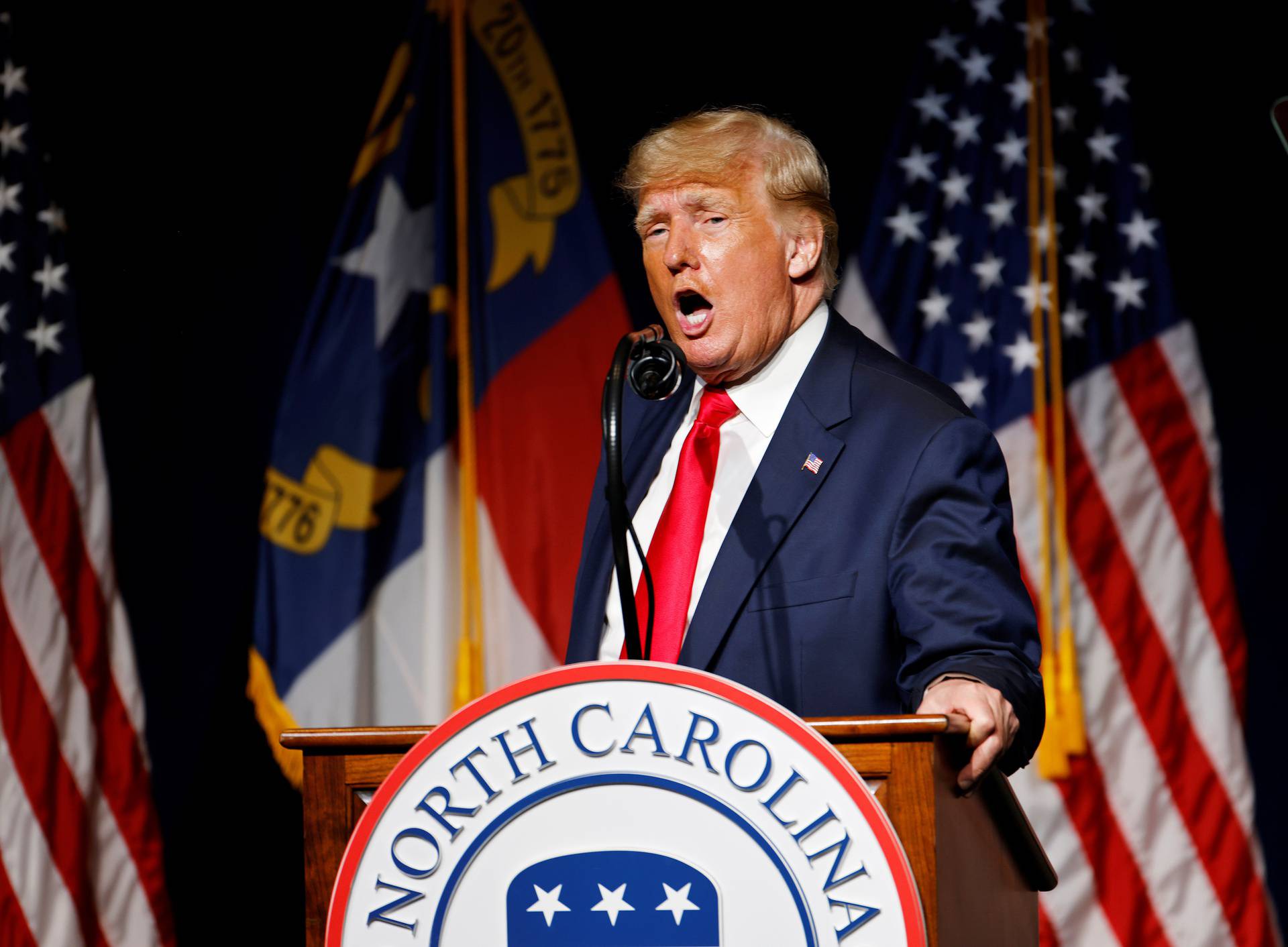 Former U.S. President Donald Trump at the North Carolina GOP convention dinner in Greenville
