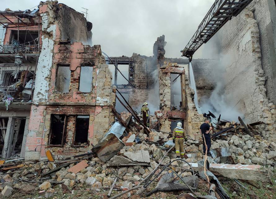 FILE PHOTO: Aftermath of a Russian missile strike in Mykolaiv