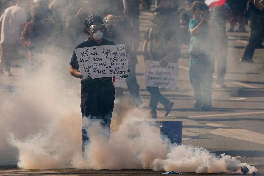 Protest against federal immigration sweeps, in Los Angeles