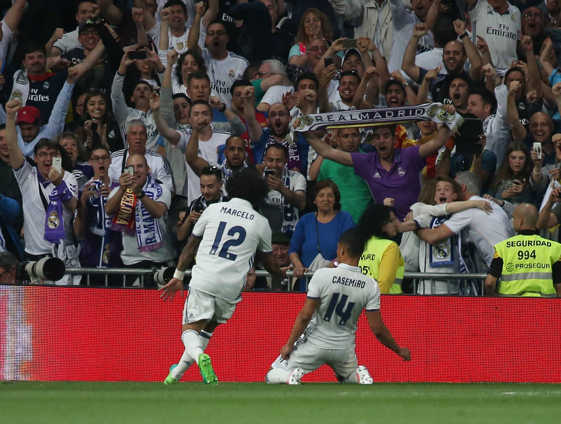 Real Madrid's Casemiro celebrates scoring their first goal