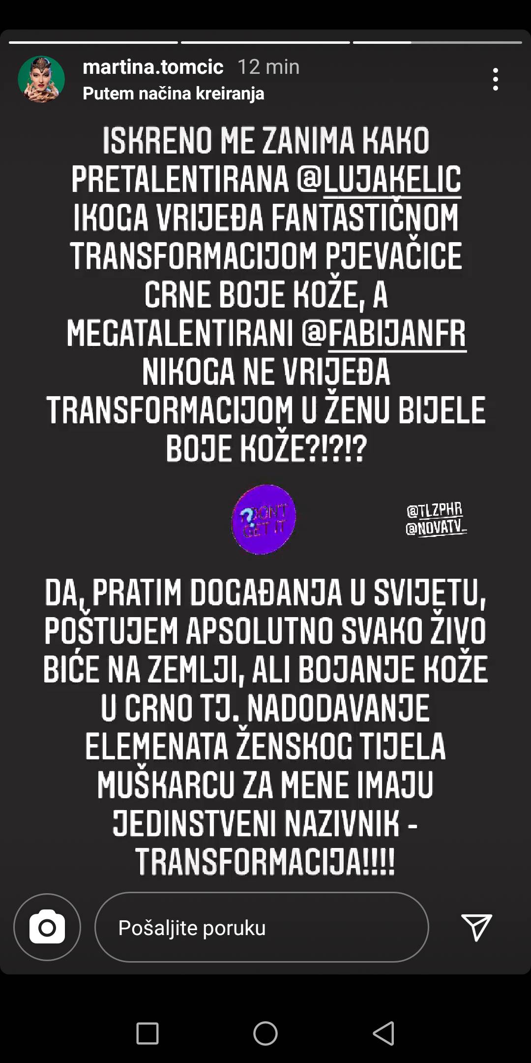 Martina Tomčić o prozivkama za rasizam: Bojanje kože u crno je transformacija. Koga to vrijeđa?