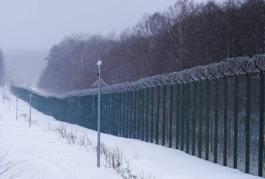 FILE PHOTO: A general view of Belarus-Lithuania border in Kurmelionys