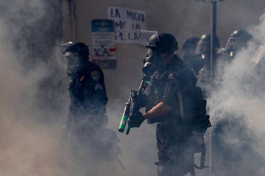 Protest against federal immigration sweeps, in Los Angeles
