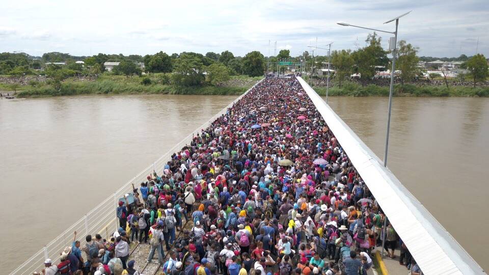 Refugees from Honduras on their way to Mexico