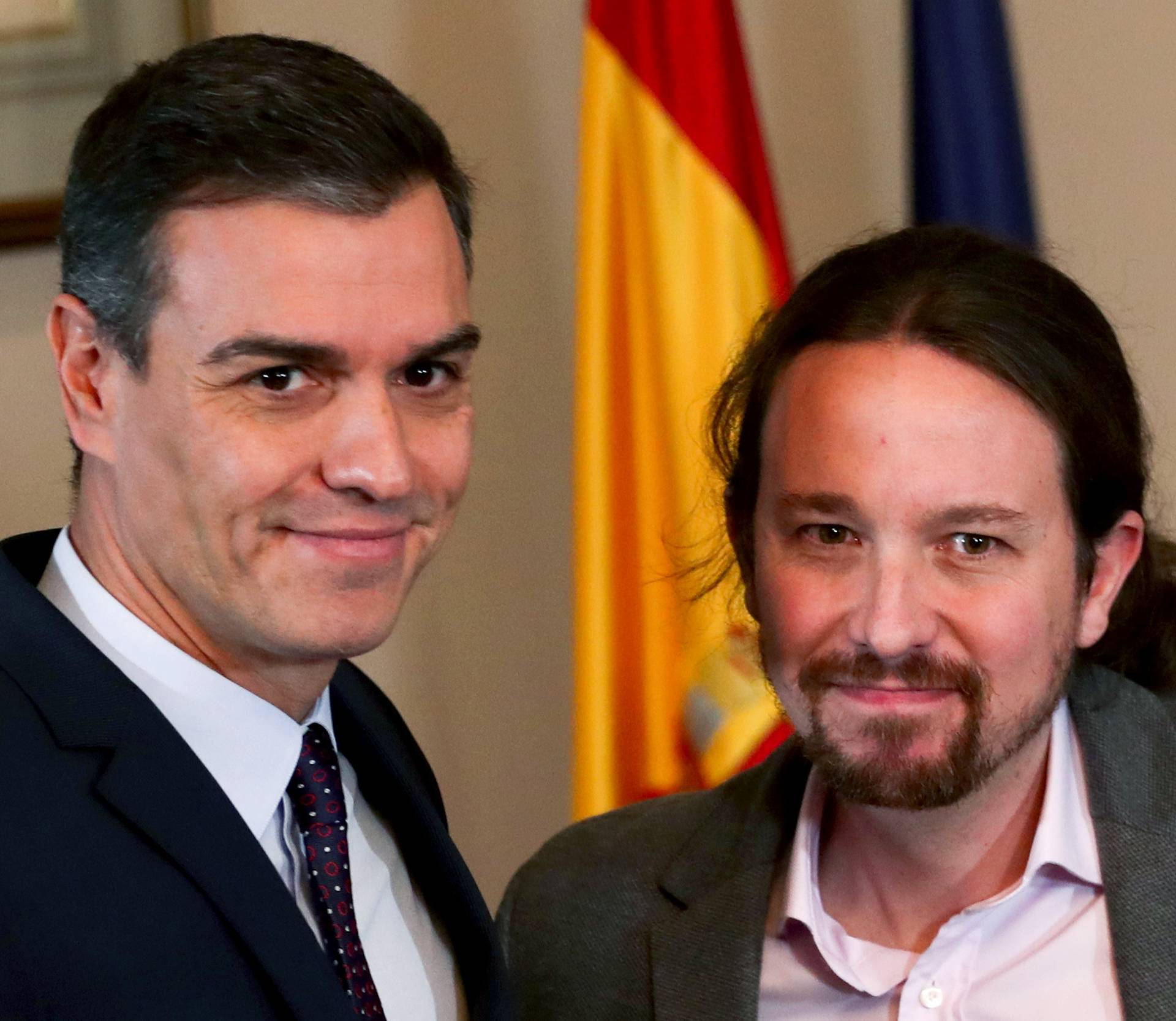 Spain's acting PM Sanchez and Unidas Podemos leader Pablo Iglesias meet in Madrid