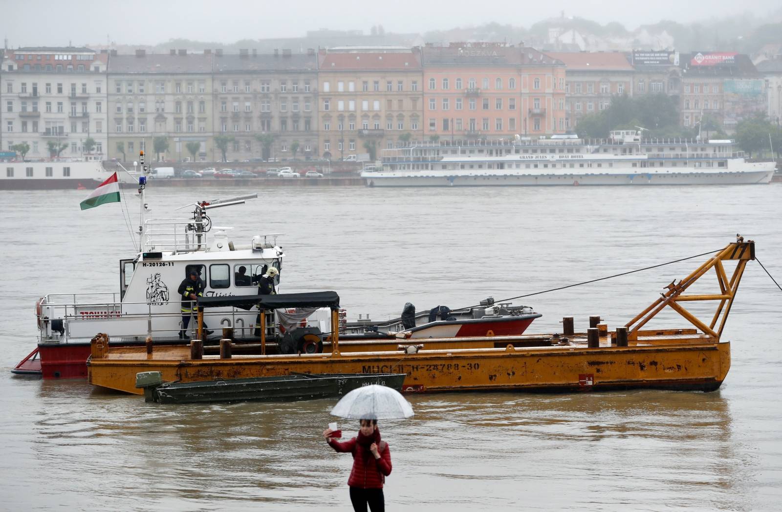 Ship accident on the Danube river in Budapest