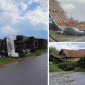 FOTO Posljedice nevremena: U Čazmi je oluja čupala krovove i rušila kamione s prikolicama