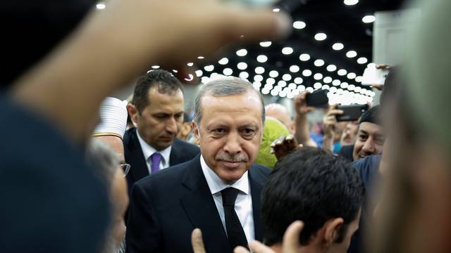Turkish President Erdogan arrives to take part in the jenazah, an Islamic funeral prayer, for the late boxing champion Muhammad Ali in Louisville