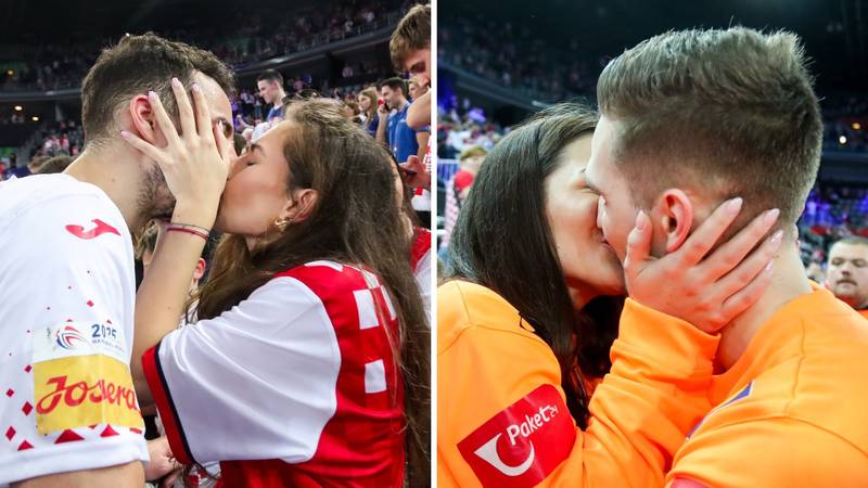 FOTO Jucătorii noștri de handbal au alergat la fete după victorie: Vedeți săruturile pasionale   