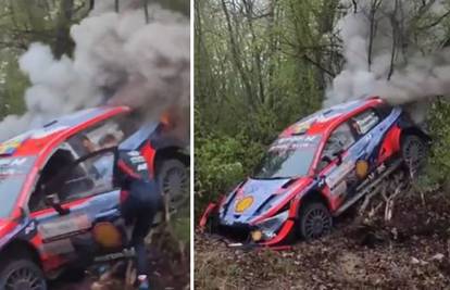 VIDEO Teška nesreća na WRC-u: Švedska posada zabila se u stablo, morali su gasiti požar!