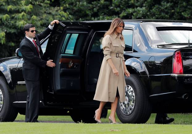 First lady Melania Trump returns to White House with President Trump in Washington