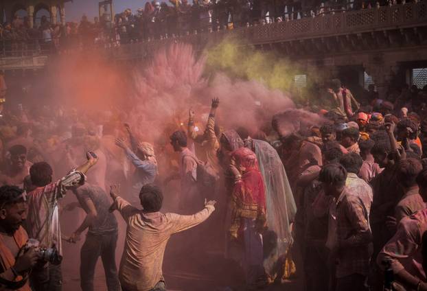 "Lathmar Holi" celebrations in Nandgaon village