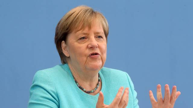 Chancellor Merkel takes questions from capital city journalists