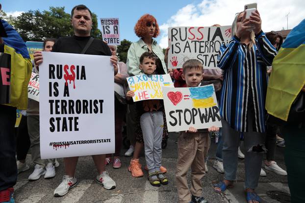 Anti-Russian demonstration outside Russian embassy in Warsaw