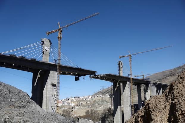The B1 bridge damaged by a strike, as the U.S.-Israeli conflict with Iran continues, in Karaj