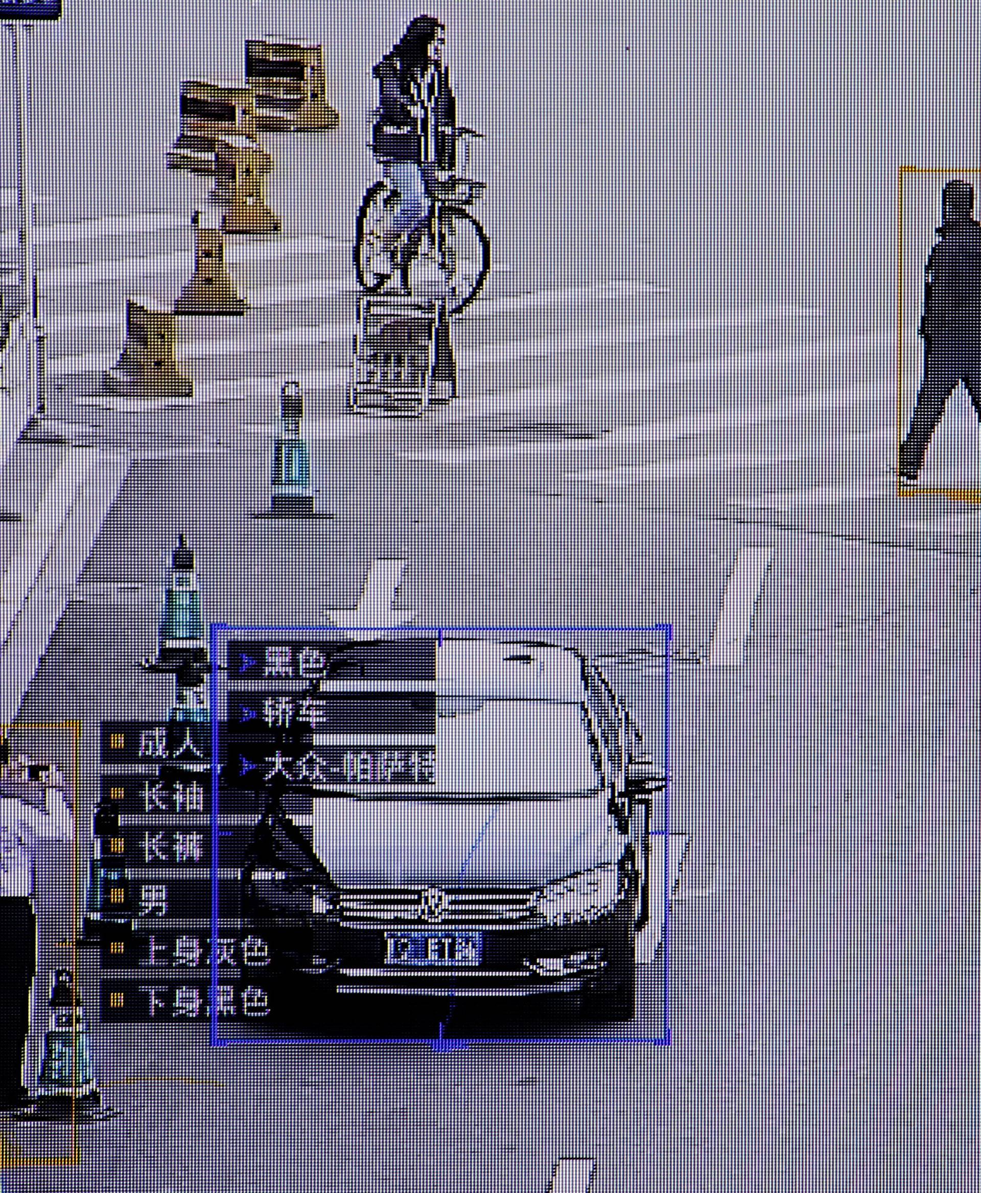 FILE PHOTO: SenseTime surveillance software identifying details about people and vehicles runs as a demonstration at the company's office in Beijing