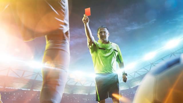 Soccer,Referee,Showing,A,Red,Card