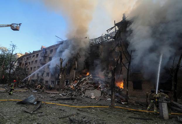 Russian drone and missile strike in Kyiv