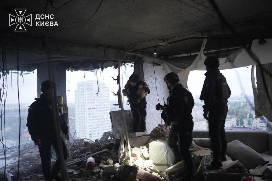 Aftermath of a Russian drone attack in Kyiv