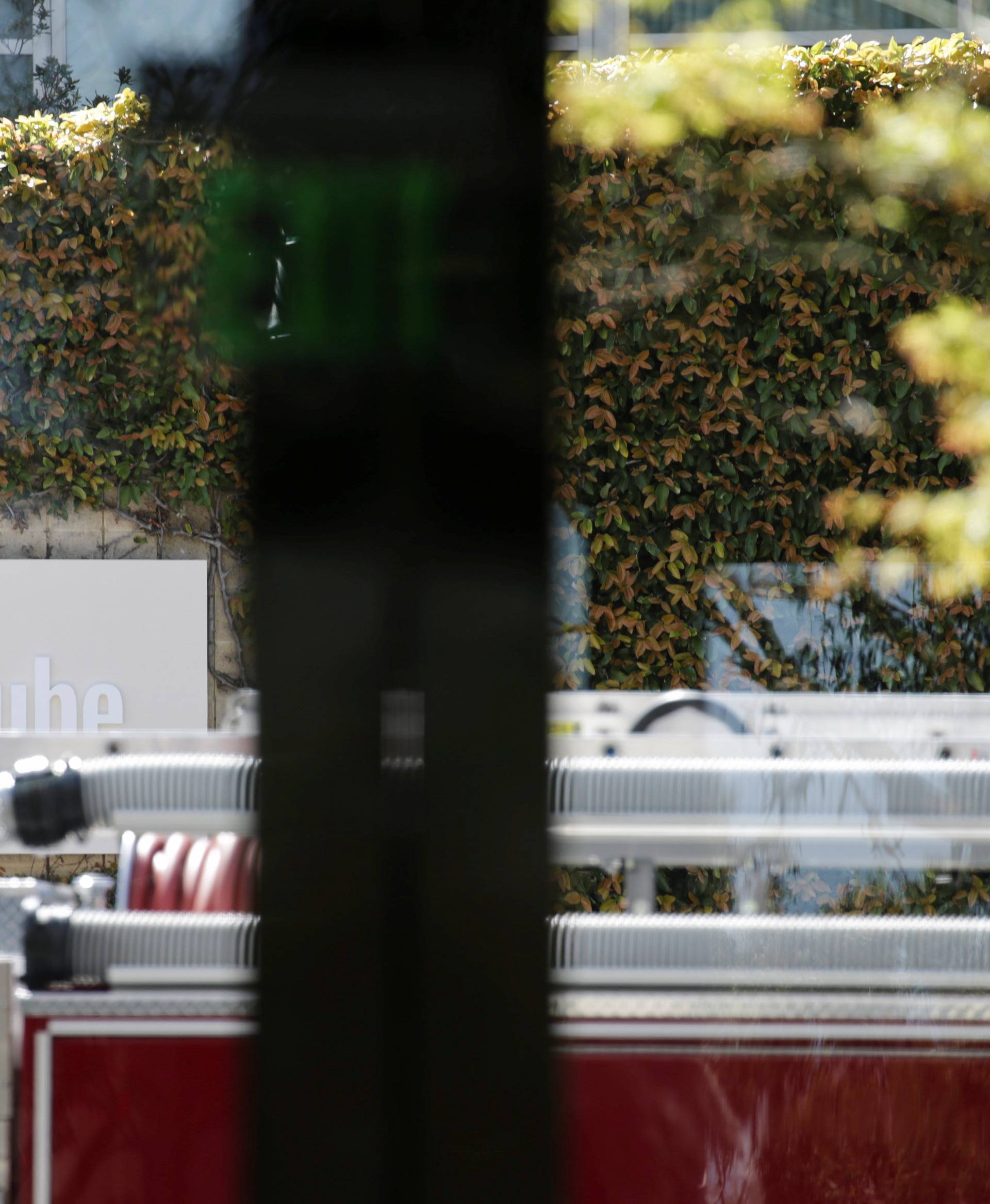 A fire engine is seen outside Youtube headquarters following an active shooter situation in San Bruno, California