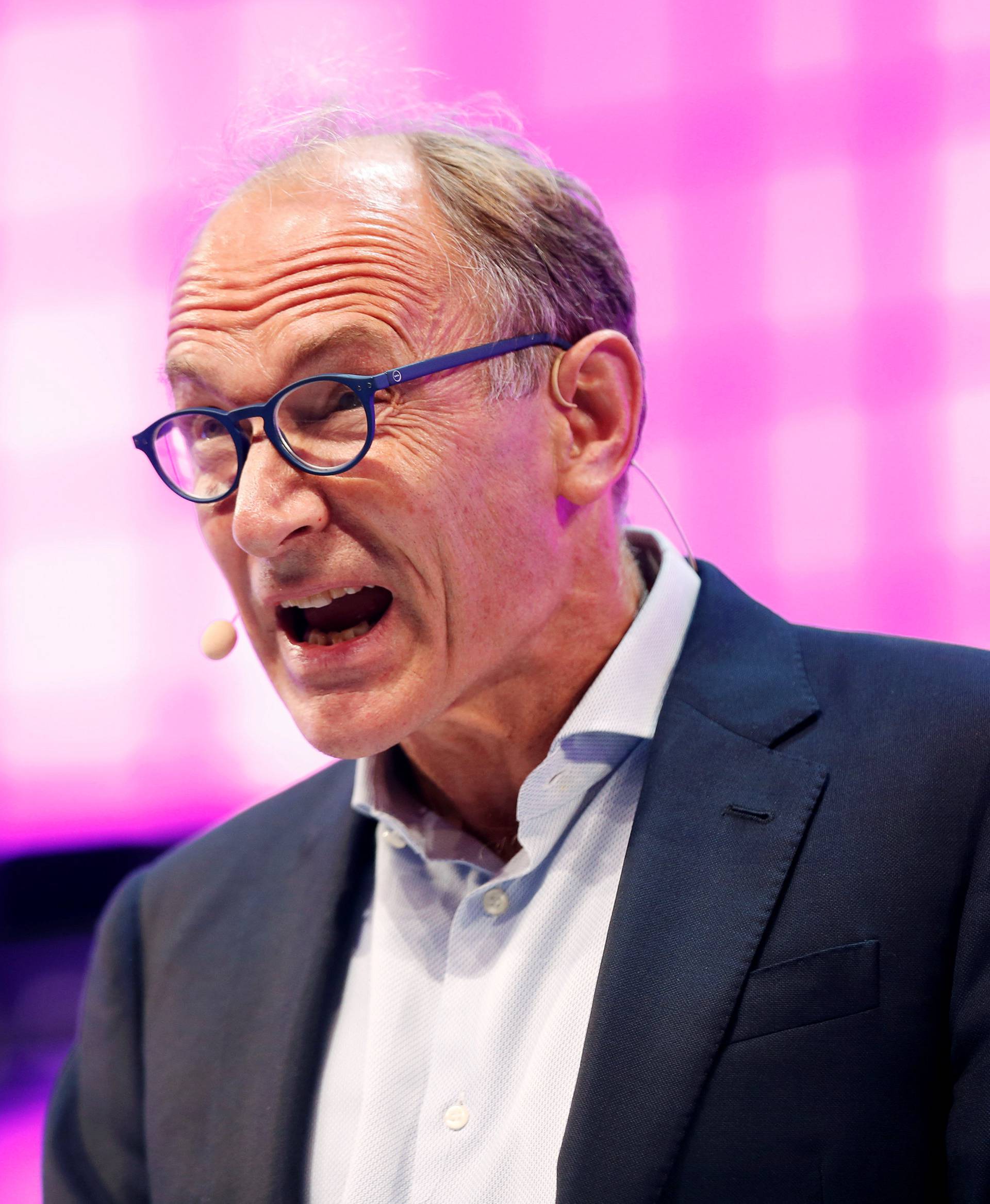 World Wide Web Inventor Sir Tim Berners-Lee speaks during the inauguration of Web Summit, Europe's biggest tech conference, in Lisbon