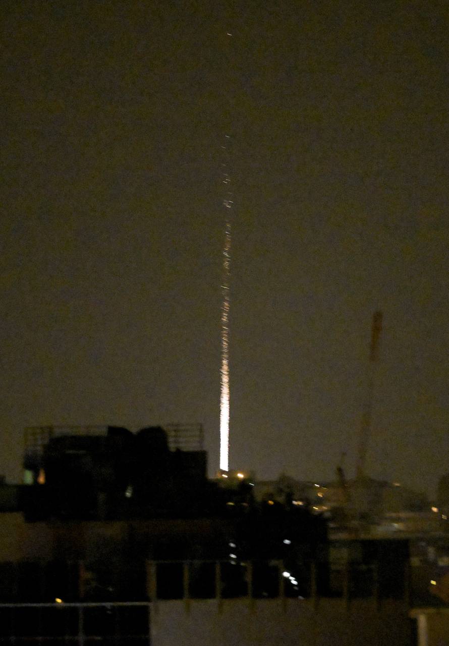 An Iranian missile strike on Israel, amid the U.S.-Israeli conflict with Iran, as seen from Tel Aviv