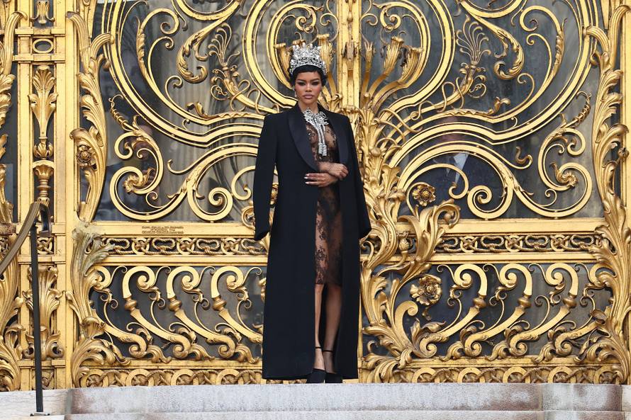 Guests at Schiaparelli Haute Couture Spring/Summer 2026 show in Paris