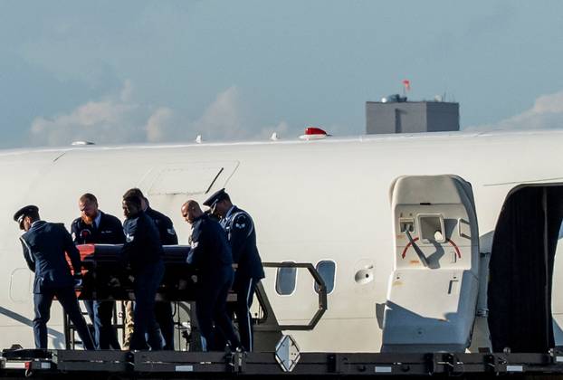 The body of slain conservative activist Charlie Kirk is transported aboard Air Force Two