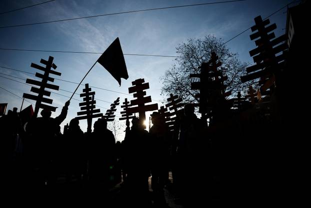 Demonstrators protest the 2026 Winter Olympics in Milan