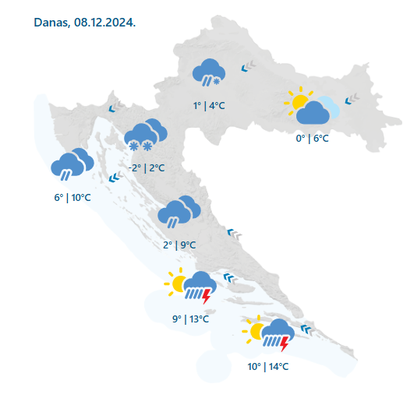 FOTO Stiglo veliko zahlađenje, gusti snijeg zatrpava ceste. Upaljen je i crveni meteoalarm