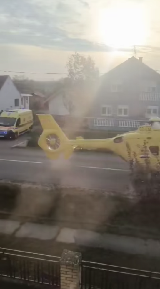 VIDEO Helikopter nasred ceste sletio kod Vinkovaca i zaustavio promet: Spašen još jedan život!