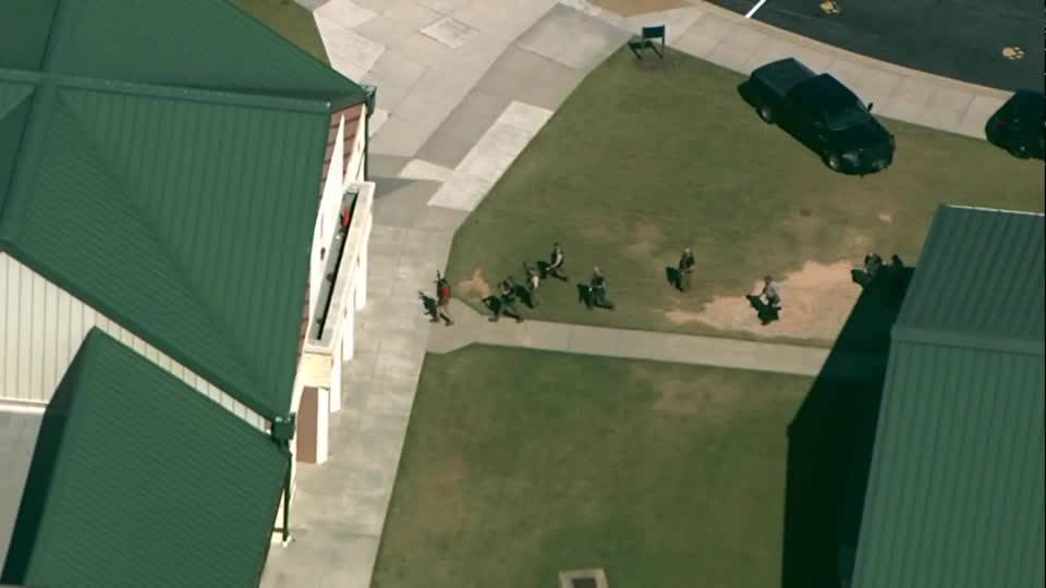 Aerials show lockdown at Georgia school after media reports gunfire