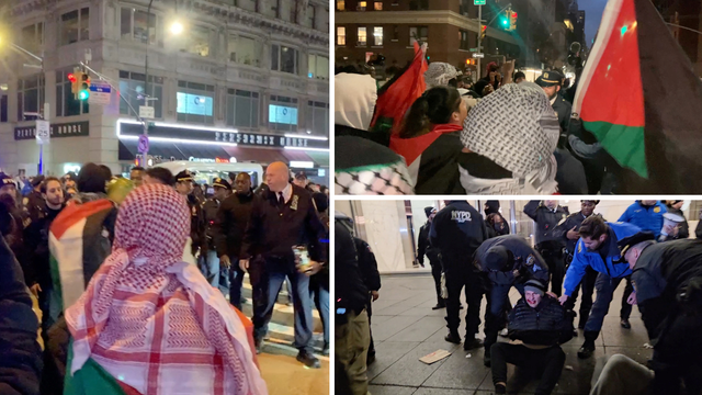 VIDEO Frka u New Yorku: Sukob Palestinaca i policije. Nosili su krvave jaslice 'Božić je otkazan'