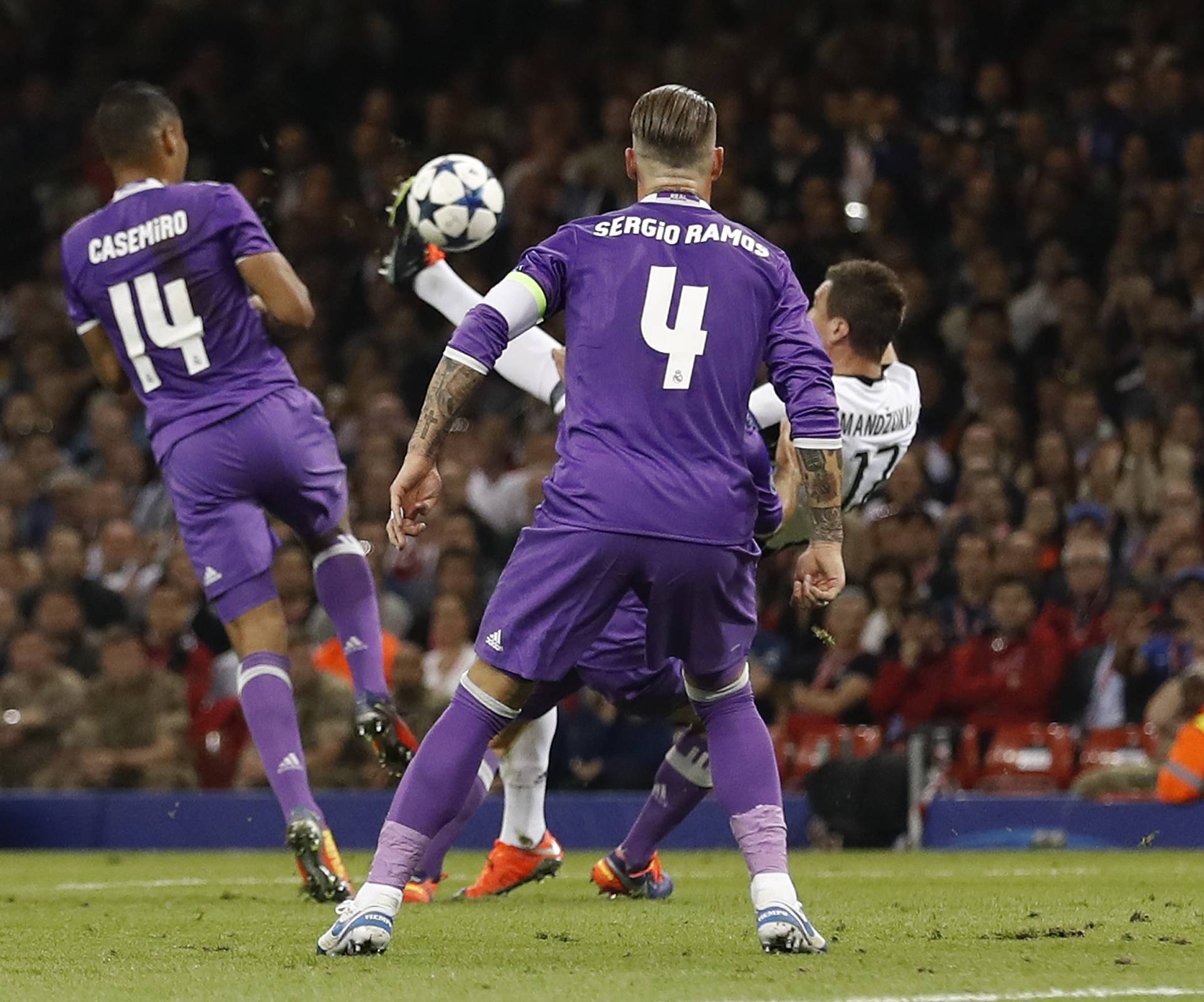 Juventus' Mario Mandzukic scores their first goal