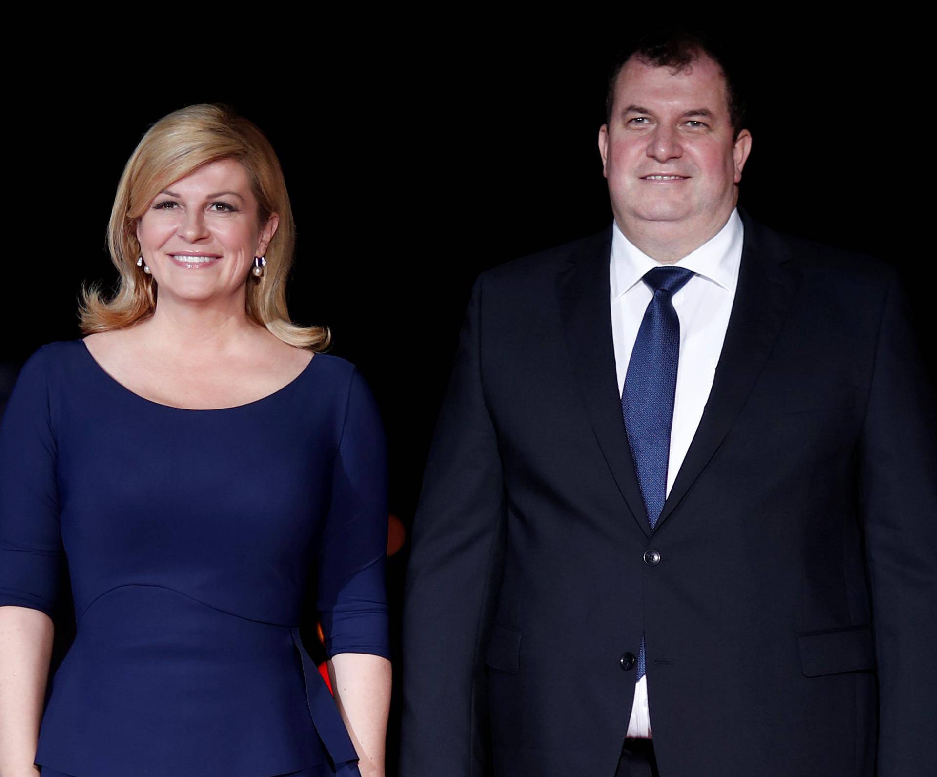 Croatian President Kolinda Grabar-Kitarovic arrives to attend a visit and a dinner at the Orsay Museum in Paris