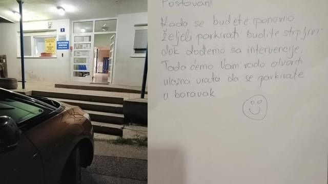 Dalmacija: Blokirao ulaz u Hitnu pa mu ostavili poruku 'Pa što se ne parkirate u dnevni boravak?'
